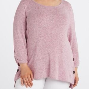 Purple Long Sleeve Top with Button Detail
